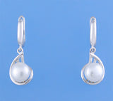 Sterling Silver Earrings with 7.5-8mm Button Shape Freshwater Pearl - Wing Wo Hing Jewelry Group - Pearl Jewelry Manufacturer
