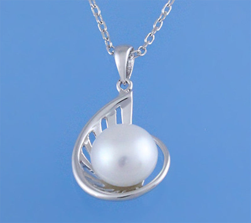 Sterling Silver Pendant with 10-10.5mm Button Shape Freshwater Pearl - Wing Wo Hing Jewelry Group - Pearl Jewelry Manufacturer