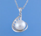 Sterling Silver Pendant with 10-10.5mm Button Shape Freshwater Pearl - Wing Wo Hing Jewelry Group - Pearl Jewelry Manufacturer
