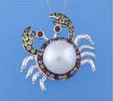 Sterling Silver Pendant with 12-12.5mm Button Shape Freshwater Pearl, Citrine, Amethyst, and Garnet - Wing Wo Hing Jewelry Group - Pearl Jewelry Manufacturer