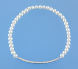 Sterling Silver Bracelet with 3.5-4mm Potato Shape Freshwater Pearl and Cubic Zirconia - Wing Wo Hing Jewelry Group - Pearl Jewelry Manufacturer