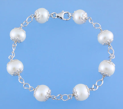 Sterling Silver Bracelet with 8.5-9.5mm Potato Shape Freshwater Pearl