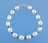 Sterling Silver Bracelet with 7.5-8mm Oval Shape Freshwater Pearl and Hematite - Wing Wo Hing Jewelry Group - Pearl Jewelry Manufacturer