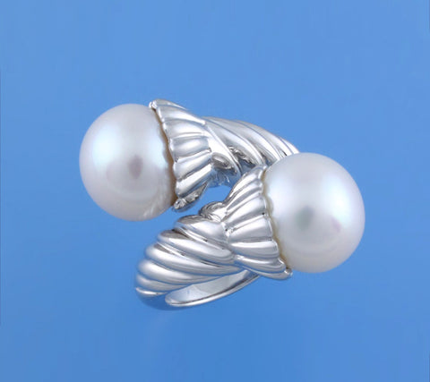 Sterling Silver Ring with 11.5-12mm Button Shape Freshwater Pearl