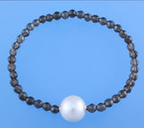 Sterling Silver Bracelet with 11.5-12.5mm Round Shape Freshwater Pearl and Smoky Quartz - Wing Wo Hing Jewelry Group - Pearl Jewelry Manufacturer
