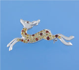 Sterling Silver Brooch with Citrine and Garnet - Wing Wo Hing Jewelry Group - Pearl Jewelry Manufacturer