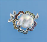 Sterling Silver Brooch with 15-15.5mm Baroque Shape Freshwater Pearl, Citrine, Garnet, Peridot and Amethyst - Wing Wo Hing Jewelry Group - Pearl Jewelry Manufacturer