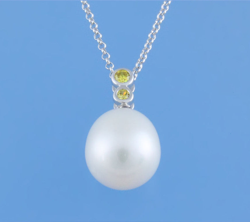 Sterling Silver Pendant with 11.5-12mm Drop Shape Freshwater Pearl and Cubic Zirconia - Wing Wo Hing Jewelry Group - Pearl Jewelry Manufacturer