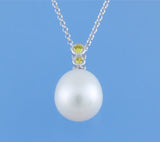 Sterling Silver Pendant with 11.5-12mm Drop Shape Freshwater Pearl and Cubic Zirconia - Wing Wo Hing Jewelry Group - Pearl Jewelry Manufacturer