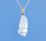 Sterling Silver Pendant with Baroque Shape Freshwater Pearl and Cubic Zirconia - Wing Wo Hing Jewelry Group - Pearl Jewelry Manufacturer