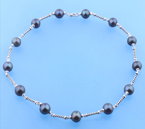 Sterling Silver Necklace with 10.5-11.5mm Round Shape Freshwater Pearl