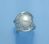 Sterling Silver Ring with 11.5-12mm Button Shape Freshwater Pearl - Wing Wo Hing Jewelry Group - Pearl Jewelry Manufacturer