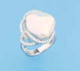 Sterling Silver Ring with 16-16.5mm Baroque Shape Freshwater Pearl and Cubic Zirconia - Wing Wo Hing Jewelry Group - Pearl Jewelry Manufacturer