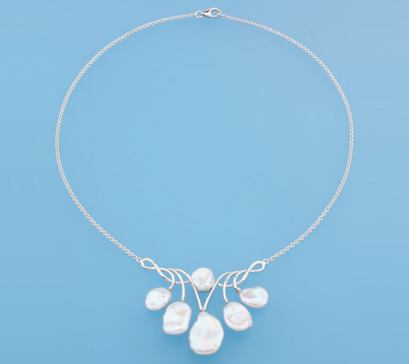 Sterling Silver Necklace with 9-15mm Baroque Shape Freshwater Pearl - Wing Wo Hing Jewelry Group - Pearl Jewelry Manufacturer