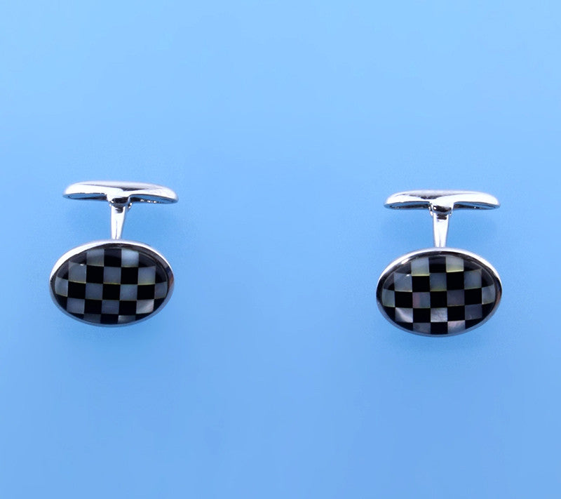 Sterling Silver Cufflink with 14.7*10mm  Mother of Pearl - Wing Wo Hing Jewelry Group - Pearl Jewelry Manufacturer