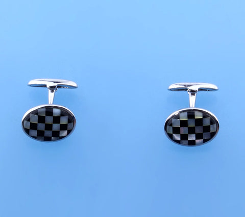 Sterling Silver Cufflink with 14.7*10mm  Mother of Pearl