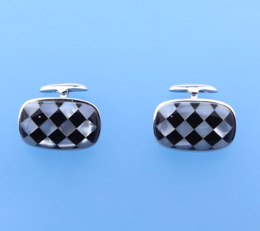 Sterling Silver Cufflink with 23.8*12.9mm Mother of Pearl - Wing Wo Hing Jewelry Group - Pearl Jewelry Manufacturer