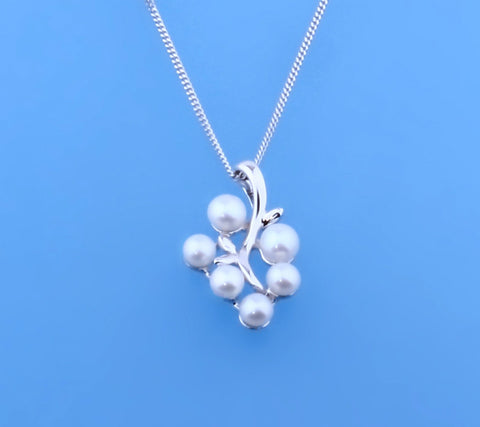 Sterling Silver Pendant with 4.5-5mm Button Shape Freshwater Pearl