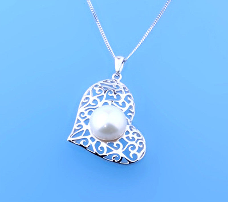 Sterling Silver Pendant with 10.5-11mm Button Shape Freshwater Pearl - Wing Wo Hing Jewelry Group - Pearl Jewelry Manufacturer