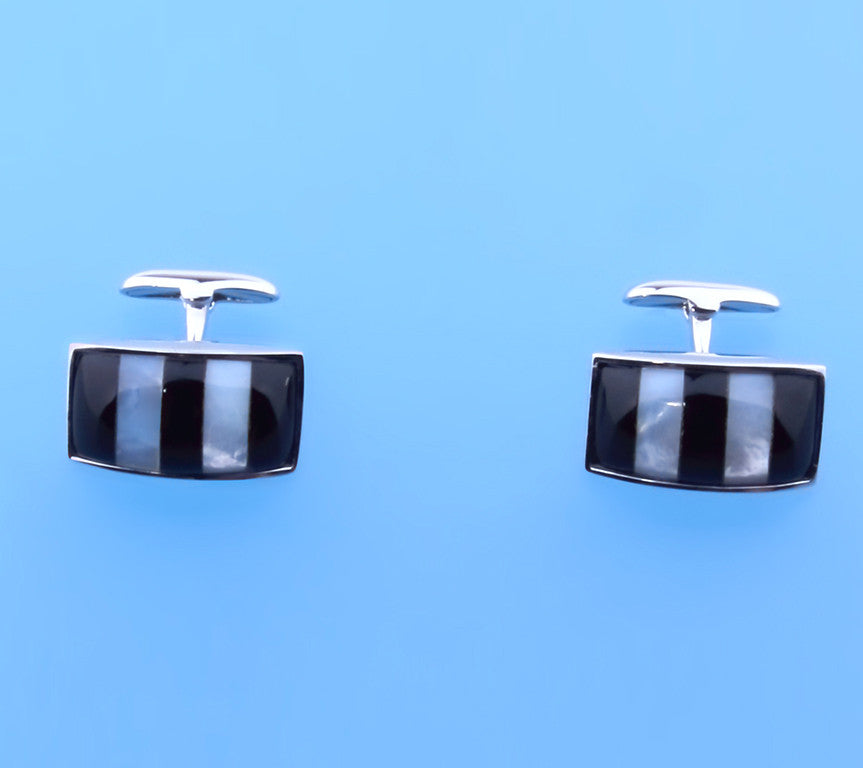Sterling Silver Cufflink with 11*20.5mm Mother of Pearl - Wing Wo Hing Jewelry Group - Pearl Jewelry Manufacturer