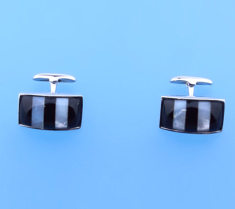 Sterling Silver Cufflink with 11*20.5mm Mother of Pearl