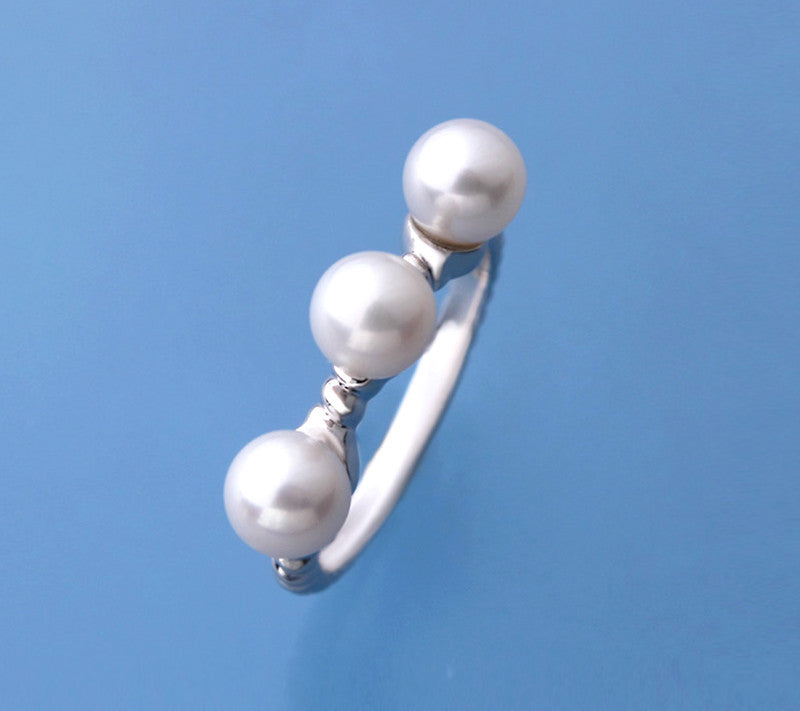 Sterling Silver Ring with 5.5-6mm Round Shape Freshwater Pearl - Wing Wo Hing Jewelry Group - Pearl Jewelry Manufacturer