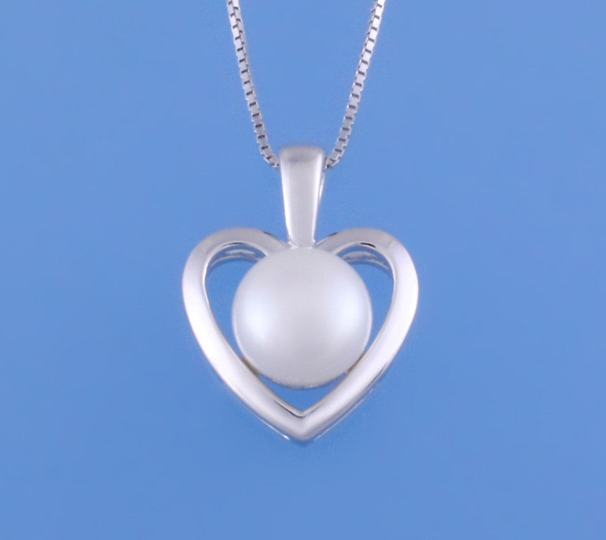 Sterling Silver Pendant with 8-8.5mm Button Shape Freshwater Pearl - Wing Wo Hing Jewelry Group - Pearl Jewelry Manufacturer