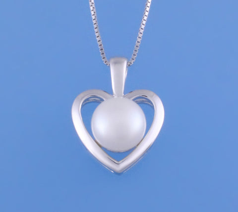 Sterling Silver Pendant with 8-8.5mm Button Shape Freshwater Pearl