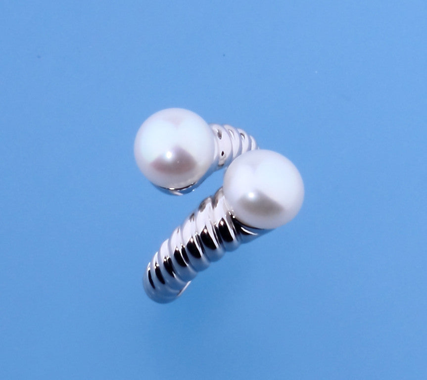 Sterling Silver Ring with 9.5-10mm Button Shape Freshwater Pearl - Wing Wo Hing Jewelry Group - Pearl Jewelry Manufacturer