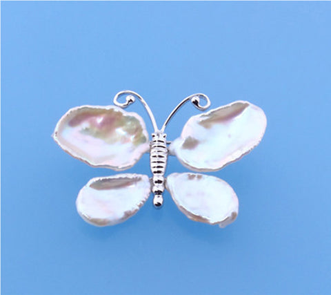 Sterling Silver Brooch with Keshi Shape Freshwater Pearl