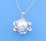 Sterling Silver Pendant with 10.5-11mm Button Shape Freshwater Pearl - Wing Wo Hing Jewelry Group - Pearl Jewelry Manufacturer