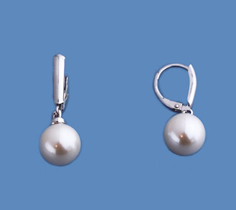 Sterling Silver Earrings with 9.5-10mm Round Shape Freshwater Pearl