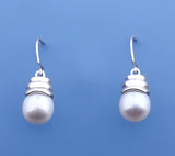 Sterling Silver Earrings with 9-9.5mm Drop Shape Freshwater Pearl - Wing Wo Hing Jewelry Group - Pearl Jewelry Manufacturer