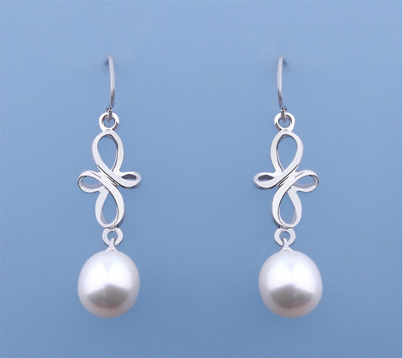 Sterling Silver Earrings with 9.5-10mm Drop Shape Freshwater Pearl - Wing Wo Hing Jewelry Group - Pearl Jewelry Manufacturer