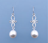 Sterling Silver Earrings with 9.5-10mm Drop Shape Freshwater Pearl - Wing Wo Hing Jewelry Group - Pearl Jewelry Manufacturer