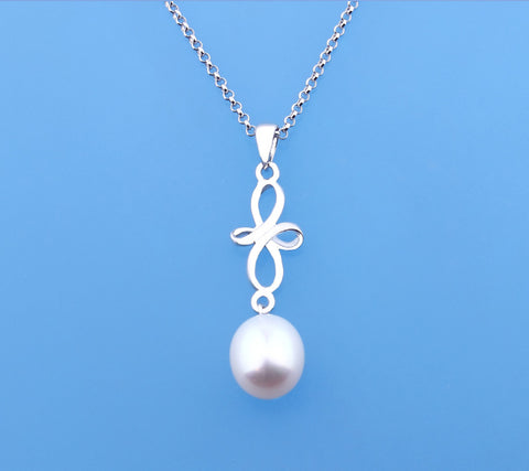 Sterling Silver Pendant with 10-10.5mm Drop Shape Freshwater Pearl