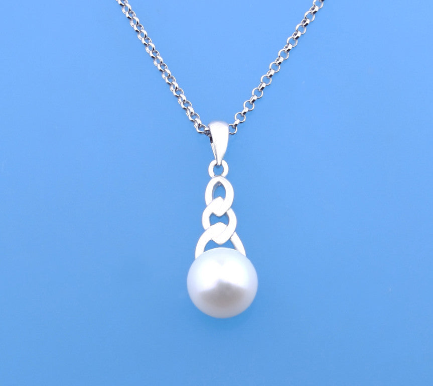 Sterling Silver Pendant with 9.5-10mm Button Shape Freshwater Pearl - Wing Wo Hing Jewelry Group - Pearl Jewelry Manufacturer