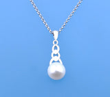 Sterling Silver Pendant with 9.5-10mm Button Shape Freshwater Pearl - Wing Wo Hing Jewelry Group - Pearl Jewelry Manufacturer