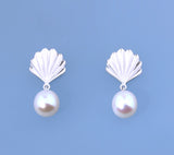 Sterling Silver Earrings with 9.5-10mm Oval Shape Freshwater Pearl - Wing Wo Hing Jewelry Group - Pearl Jewelry Manufacturer