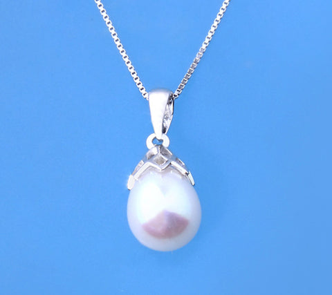 Sterling Silver Pendant with 9-9.5mm Drop Shape Freshwater Pearl