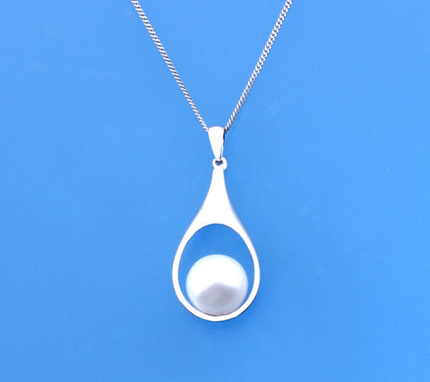 Sterling Silver Pendant with 10-10.5mm Full-Skinny Freshwater Pearl