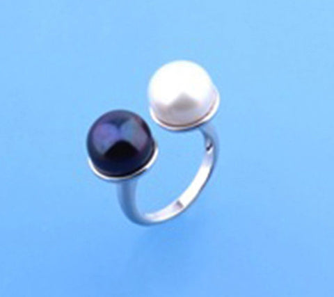 Sterling Silver Ring with 11-11.5mm Button Shape Freshwater Pearl