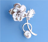 Sterling Silver Brooch with Keshi Freshwater Pearl and Cubic Zirconia - Wing Wo Hing Jewelry Group - Pearl Jewelry Manufacturer