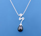 Sterling Silver Pendant with 8-8.5mm Oval Shape Freshwater Pearl and Diamond - Wing Wo Hing Jewelry Group - Pearl Jewelry Manufacturer
