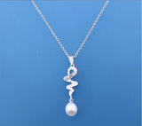 Sterling Silver Pendant with 7.5-8mm Drop Shape Freshwater Pearl and Diamond - Wing Wo Hing Jewelry Group - Pearl Jewelry Manufacturer