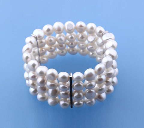 Sterling Silver Bracelet with 8.5-9mm Freshwater Pearl and Sapphire