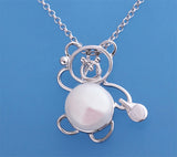 Sterling Silver Pendant with 10-10.5mm Button Shape Freshwater Pearl - Wing Wo Hing Jewelry Group - Pearl Jewelry Manufacturer
