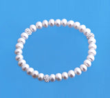 6.5-7mm Button Shape Freshwater Pearl Bracelet with Crystal Ball - Wing Wo Hing Jewelry Group - Pearl Jewelry Manufacturer