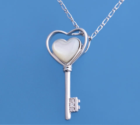 Sterling Silver Pendant with Mother of Pearl and Cubic Zirconia