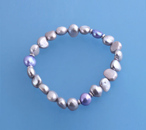 Baroque Shape Freshwater Pearl Bracelet with Spacer